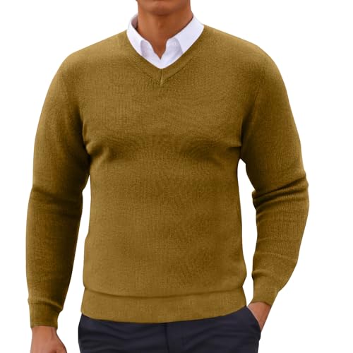 Strickpullover Herren Lässig V-Ausschnitt Pullover Langarm Stretch Strickpulli Slim Fit Einfarbig Sweatshirt Strick Pulli Teenager Mädchen Base Layer Feinstrickpullover Winterpullover Oberteile von Generisch