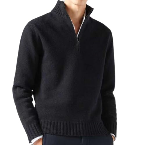 Strickpullover Herren Mit Kragen Pullover Strick Slim Fit Sweater Stehkragen Pullover Winterpullover Strickpullover Sweatshirt Mode Ohne Kapuze Freizeit Business Winter Warmer Fleecepullover von Generisch