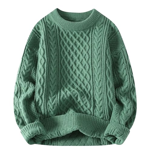 Strickpullover Herren Winter Rundhals Pullover Einfarbig Grobstrickpullover Langarm Winterpullover Modisch Gestrickt Sweatshrit Warm Bequem Sweater Stretch Pulli Oberteile Lose Fit Strickpulli von Generisch