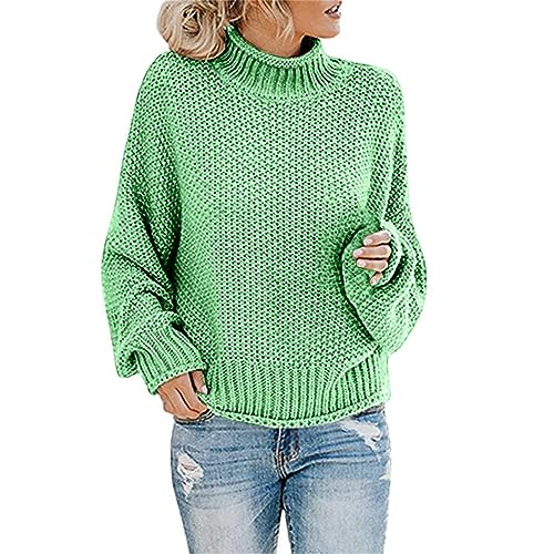 Strickpullover Hoodie Damen, Dicker Garn Fried Dough Twist Pullover, Hoher Hals Dicker Warmer Weicher Pullover, Lässige Lose Pullover Kabelstrickwaren, Oversize Langarm Sweatshirt von Generisch