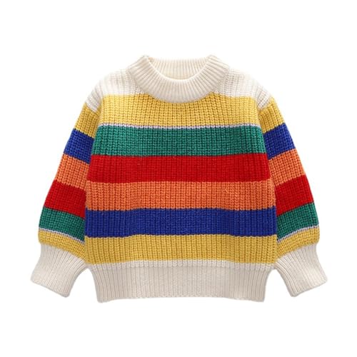 Strickpullover Mädchen Langarm Rollkragenpullover Kinder Freizeit Pullover Mode Kuschelpullover Herbstwinter Elegant Weihnachtspullover Warmer Sweater Gestrickt Winter (0-White, 3-4 Years) von Generisch