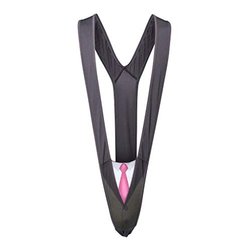 Stringbody Herren String Mankini Lustiger Borat Tanga Schwimmen Unterwäsche Weihnachten V Form Badeanzug Party Clubwear (Schwarz, L) von Generisch