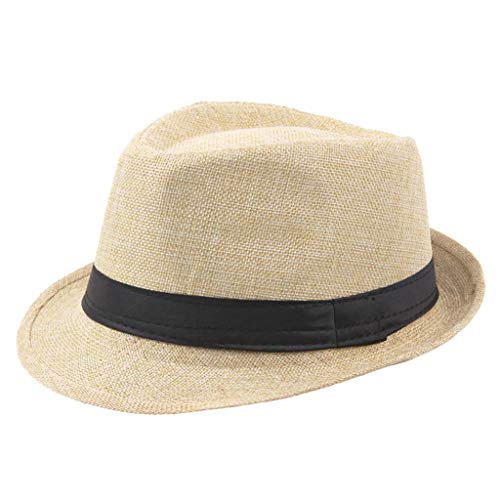 Panama Hut Herren, Strohhut Herren Sommer Sonnenschutz Sonnenhut Panama Hut Cool Strandhut Sommerhut Großer Kopf Herrenhut Gartenhut Straw Hat für Urlaub Damen, Beige von Generisch