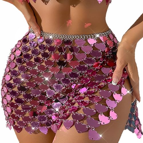 Strumpf Mit Glitzer Pailletten Quaste Rock Set Fransenrock Bikini Festival Rave Outfit für Frauen Bustier Damen Schwarz Spitze (B, A) von Generisch
