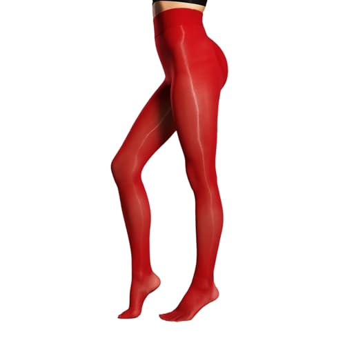 Strumpfhosen Damen Set 20 Den Transparente Schwarze Seidenstrumpfhose für Damen in Rot Halterlose Strümpfe Hautfarbe (Red, One Size) von Generisch