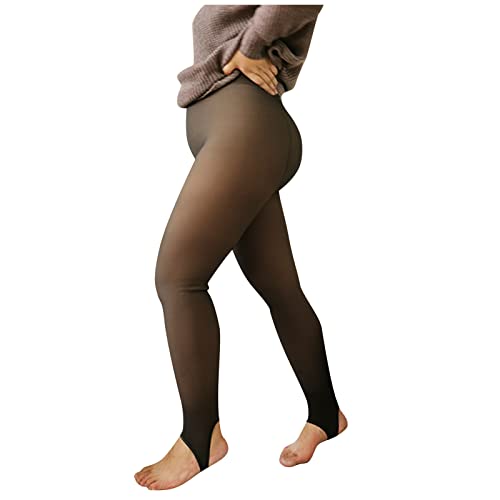 Strumpfhosen Damen Winter High Waist Thermo Strumpfhose Gefütterte Große Größen Leggings Warme Fleece Winterstrumpfhose Gefälschte Durchscheinend Thermostrumpfhose Pantyhose 380g von Generisch