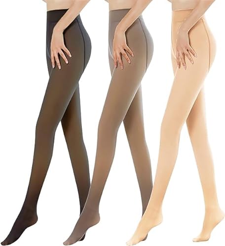 Strumpfhosen Damen Winter hermo Strumpfhose gefüttert, Gefälschte Durchscheinend Plüschstrümpfe Pantyhose Wärmende Fleece Strumpfhose Warm GefüTterte Leggings Damen Winter Thermal Leggings Women von Generisch