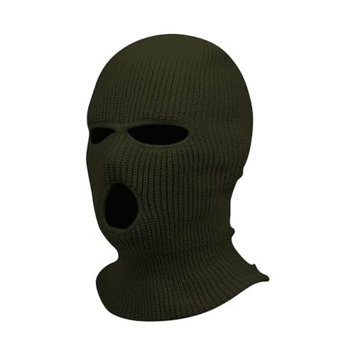 Sturmhaube Motorrad Halloween 3 Löchern Gestrickte Balaclava Herren Sturmmaske Winter Warm Must Have Strickmaske Damen Maskenhut Sport Skimaske Outdoor Multifunktions Maske(A01 Army Green,One Size) von Generisch