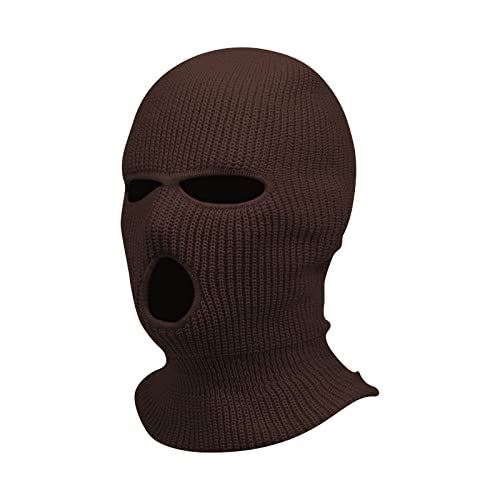 Sturmhaube Motorrad Halloween 3 Löchern Gestrickte Balaclava Herren Sturmmaske Winter Warm Must Have Strickmaske Damen Maskenhut Sport Skimaske Outdoor Multifunktions Maske(A06 Coffee,One Size) von Generisch