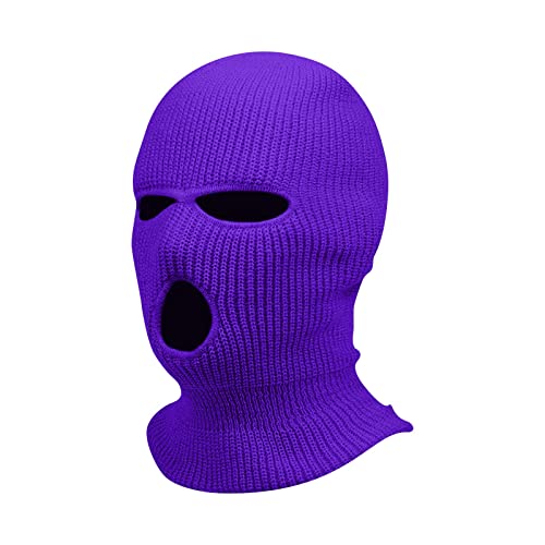 Sturmhaube Motorrad Halloween 3 Löchern Gestrickte Balaclava Herren Sturmmaske Winter Warm Must Have Strickmaske Damen Maskenhut Sport Skimaske Outdoor Multifunktions Maske(A08 Dark Purple,One Size) von Generisch