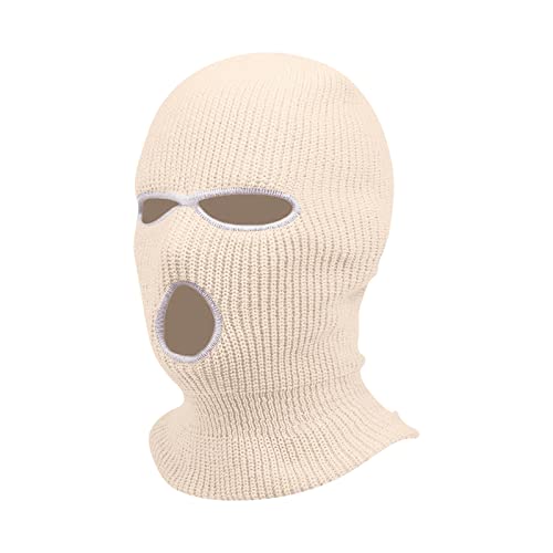 Sturmhaube Motorrad Halloween 3 Löchern Gestrickte Balaclava Herren Sturmmaske Winter Warm Must Have Strickmaske Damen Maskenhut Sport Skimaske Outdoor Multifunktions Maske(A14 Khaki,One Size) von Generisch