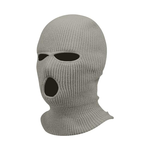 Sturmhaube Motorrad Halloween 3 Löchern Gestrickte Balaclava Herren Sturmmaske Winter Warm Must Have Strickmaske Damen Maskenhut Sport Skimaske Outdoor Multifunktions Maske(A15 Light Gray,One Size) von Generisch