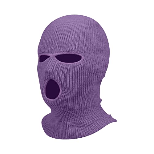 Sturmhaube Motorrad Halloween 3 Löchern Gestrickte Balaclava Herren Sturmmaske Winter Warm Must Have Strickmaske Damen Maskenhut Sport Skimaske Outdoor Multifunktions Maske(A16 Light Purple,One Size) von Generisch