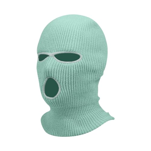 Sturmhaube Motorrad Halloween 3 Löchern Gestrickte Balaclava Herren Sturmmaske Winter Warm Must Have Strickmaske Damen Maskenhut Sport Skimaske Outdoor Multifunktions Maske(A17 Light Blue,One Size) von Generisch
