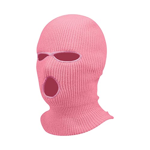 Sturmhaube Motorrad Halloween 3 Löchern Gestrickte Balaclava Herren Sturmmaske Winter Warm Must Have Strickmaske Damen Maskenhut Sport Skimaske Outdoor Multifunktions Maske(A19 Pink,One Size) von Generisch