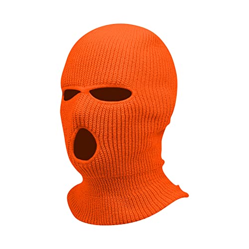 Sturmhaube Motorrad Halloween 3 Löchern Gestrickte Balaclava Herren Sturmmaske Winter Warm Must Have Strickmaske Damen Maskenhut Sport Skimaske Outdoor Multifunktions Maske(A22 Vermilion,One Size) von Generisch