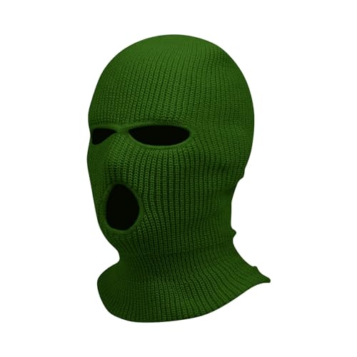Sturmhaube Motorrad Halloween 3 Löchern Gestrickte Balaclava Herren Sturmmaske Winter Warm Must Have Strickmaske Damen Maskenhut Sport Skimaske Outdoor Multifunktions Maske(A27 Army Green,One Size) von Generisch