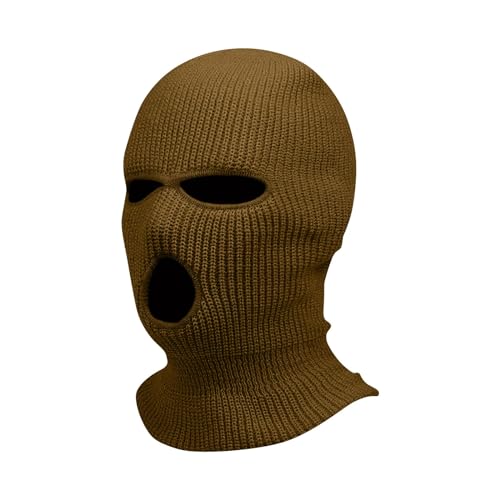 Sturmhaube Motorrad Halloween 3 Löchern Gestrickte Balaclava Herren Sturmmaske Winter Warm Must Have Strickmaske Damen Maskenhut Sport Skimaske Outdoor Multifunktions Maske(A29 Brown,One Size) von Generisch