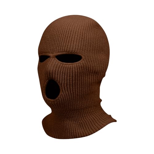 Sturmhaube Motorrad Halloween 3 Löchern Gestrickte Balaclava Herren Sturmmaske Winter Warm Must Have Strickmaske Damen Maskenhut Sport Skimaske Outdoor Multifunktions Maske(A30 Coffee,One Size) von Generisch