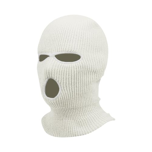 Sturmhaube Motorrad Halloween 3 Löchern Gestrickte Balaclava Herren Sturmmaske Winter Warm Must Have Strickmaske Damen Maskenhut Sport Skimaske Outdoor Multifunktions Maske(A34 White,One Size) von Generisch