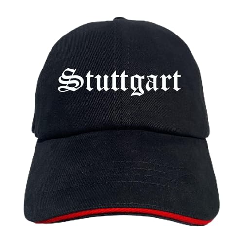 Stuttgart Cappy - Altdeutsch Bedruckt - Schirmmütze - Schwarz-Rotes Cap OneSize-SchwarzRot von Generisch