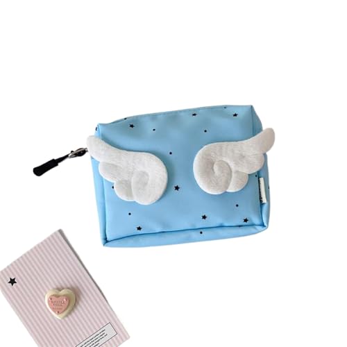 Süße Angel Wing Star Damen Kosmetik Taschen Münz Tasche Kopfhörer Tasche mit großer Kapazität Reise kleine Artikel Aufbewahrung Tasche Girly Geschenke von Generisch