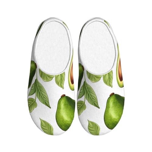 Süße Avocado Damen Hausschuhe Flanell Haus Pantoffeln für Herren Tropische Früchte rutschfeste Warme Winterschuhe für Indoor Outdoor, mehrfarbig, 3X-Large von Generisch