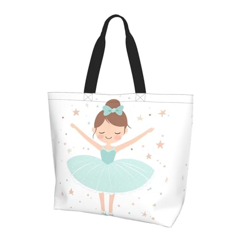 Süße Ballerina Tote Bag Damen Schulterhandtaschen Star Dancer Einkaufstaschen Wasserabweisend Große Handtasche mit Innentasche für Arbeit Reise Schule von Generisch