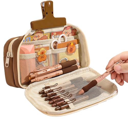 Süße Capybara Federmäppchen | Stylische Stiftmappe - Geräumige Schultasche Federmäppchen Für Schüler Mit Haftnotizen Aufklebern Stiften Und Lineal von Generisch