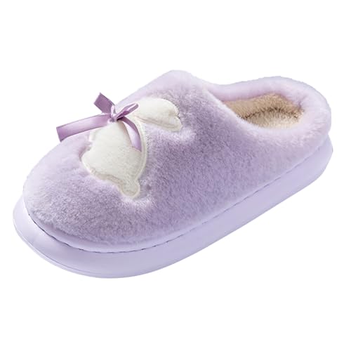 Süße Damen-Hausschuhe – Kaninchen-Hausschuhe – Kaninchen-Hausschuhe, Mädchen, Herz, Prinzessin, Pantoletten, geschlossener Zehenbereich, flauschiger Hausschuh, Kunstfell, gefüttert, Plüsch, Hausschuhe von Generisch