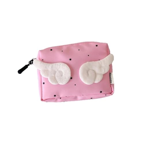 Süße Engelsflügel-Münzgeldbörse, Kopfhörer-Kosmetiktasche, Reise-Aufbewahrungstasche für kleine Gegenstände, rose, 1.0*1.0*1.0 von Generisch