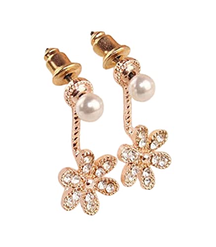 Süße Frauen Ohrringe fünfblättrige Blume Imitationsperle Ohrstecker für Frauen Teenager Mädchen Geburtstag Weihnachten Freunde GeschenkNützlich und attraktiv. von Generisch