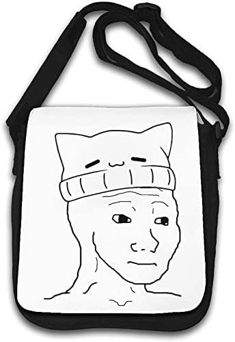 Süße Katze Hut Kappe Wojak Feels Guy Schultertasche Weiß von Generisch