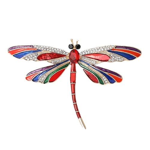 Süße Libellen-Brosche – Emaille Strass Libellen-Brosche, Libellen-Charm-Drachenfliegennadeln, Strass mit Perlennadeln, Tier-Brosche für Frauen Mädchen Jacken Kleid Abzeichen Rucksäcke, Refer von Generisch