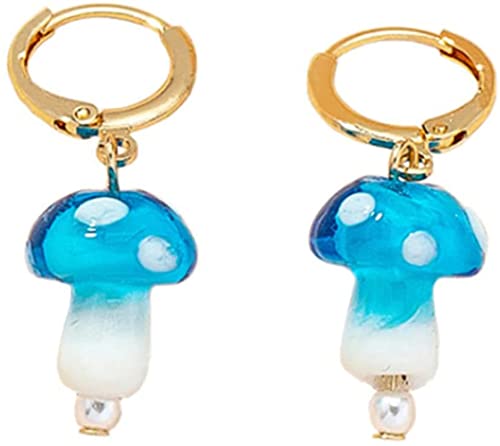 Süße Pilz-Anhänger-Creolen, bunte Pilz-Huggie-Ohrringe, baumelnder Damenschmuck, Weihnachtsgeschenke von Generisch