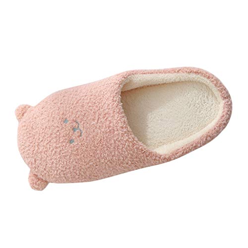 Süße Plüschtier Hausschuhe Für Frauen Hausschuhes Damen Winter Warme Pantoffeln Casual Filzpantoffeln Weich Filzhausschuhe Cute Hauslatschen Einfarbig Winterschuhe Flach Slippers von Generisch