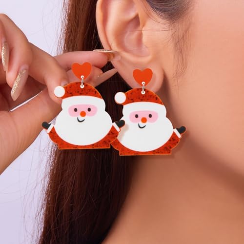 Süße Weihnachtsohrringe Damen interessante Accessoires für Weihnachten, für den Alltag, als Geschenk Mädchen Geschenke Charms (B, 4. 1x4. 1cm) von Generisch