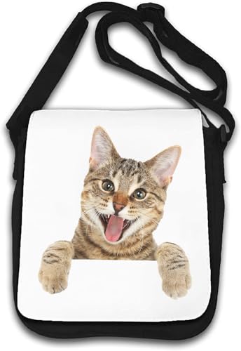 Süße kletternde Katze lächelnde Umhängetasche weiß Süße kletternde Katze lächelnde Umhängetasche weiß von Generisch