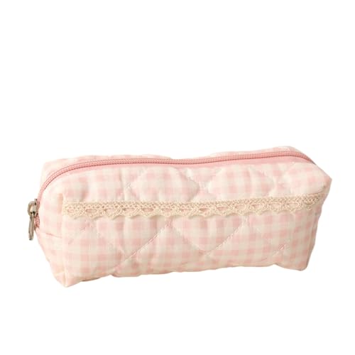 Süße niedliche Plaid Spitze Bleistift hülle tragbar große Kapazität Schüler Schreibwaren Aufbewahrung Tasche Einfache Stift Taschen Girly Kosmetik Tasche Geschenke von Generisch