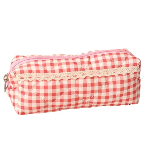 Süße niedliche Plaid Spitze Bleistift hülle tragbar große Kapazität Schüler Schreibwaren Aufbewahrung Tasche Einfache Stift Taschen Girly Kosmetik Tasche Geschenke von Generisch