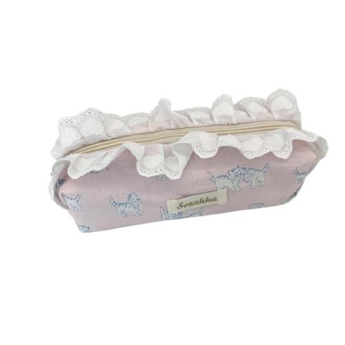 Süße niedliche Spitze Katze Print Bleistift Fall, Tragbare Große Kapazität für Studenten Schreibwaren Lagerung, Girly Kosmetik Tasche und Geschenk von Generisch