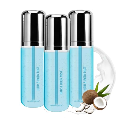 Süßem Kokosmilch Vanille Haar Und Körperduftspray, Vanille Body Spray, Leichtes Feuchtigkeitsspendendes Körperspray mit Zartem Duft Pflegende Formel für Haut & Haare (50ml, 3) von Generisch