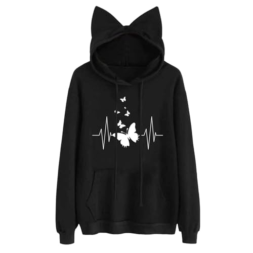 Süßer Bären-Kapuzenpullover mit Katzen-Kapuze, Pullover, Sweatshirt, langärmelig, Tier, trendige Sweatshirts für Damen, grafische Hoodies für Damen, Grafik-Sweatshirt für Damen, Kapuzenpullover, Süßer Bären-Kapuzenpullover mit Katzen-Kapuze, Pullover, Sweatshirt, langärmelig, Tier, trendige Sweatshirts für Damen, grafische Hoodies für Damen, Grafik-Sweatshirt für Damen, Kapuzenpullover, von Generisch