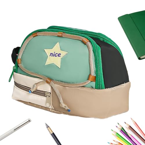 Süßer Bleistiftkoffer ästhetischer, ästhetischer Bleistiftbeutel, Sternmuster mit großer Kapazität Sternbeutel, Robuster Reißverschluss, tragbarer Make -up -Beutel, Schulmaterial für Mädchen Kinder von Generisch