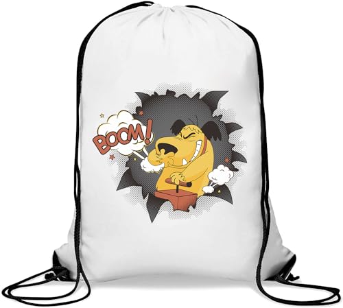 Süßer Hund Cartoon Dynamite Explosion Gym Sack Casual Drawstring Bag White von Generisch
