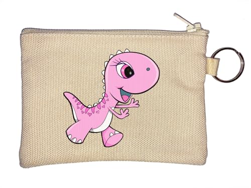 Süßer lila Dinosaurier Dino Art Schlüsselanhänger Münzbörse Beige, beige, Einheitsgröße von Generisch
