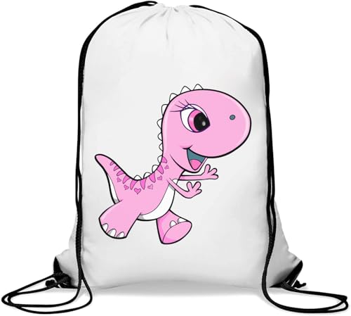 Süßer lila Dinosaurier-Dino-Art-Turnbeutel mit Kordelzug, Weiß, weiß, Einheitsgröße von Generisch