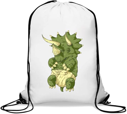 Süßer schlafender Baby-Triceratops-Dinosaurier-Kunst-Gymsack mit Kordelzug, Weiß von Generisch