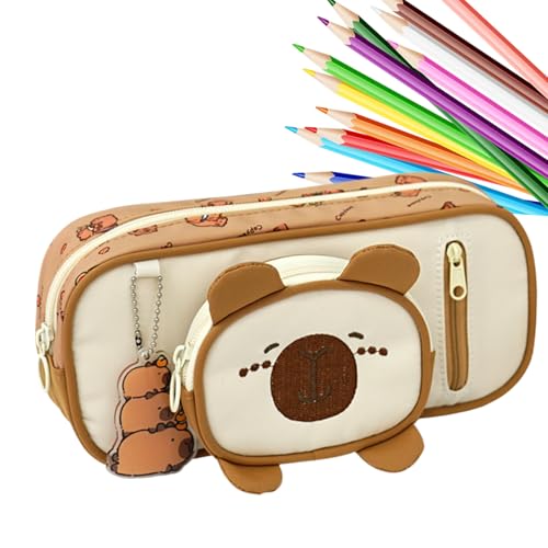 Süßes Bleistiftetui - 3D Abnehmbares Capybara Design Stiftbox - Mit Reißverschluss Für Schule Büro Alltag Jugendliche Erwachsene Schüler Lehrer von Generisch
