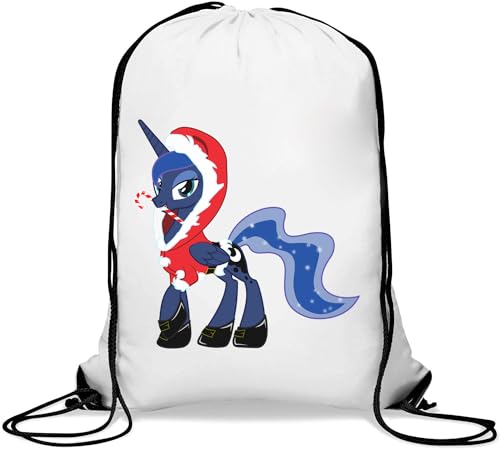 Süßes Einhorn-Weihnachts-Pony und Süßigkeiten-Kunst-Gym-Sack, lässiger Kordelzugbeutel, Weiß von Generisch